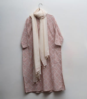 Off White Cotton Woven Kurta with Dupatta