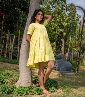 Lime Blossom Tiered Cotton Dress
