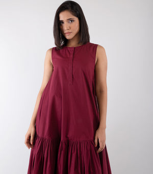 Maroon Cotton Dress