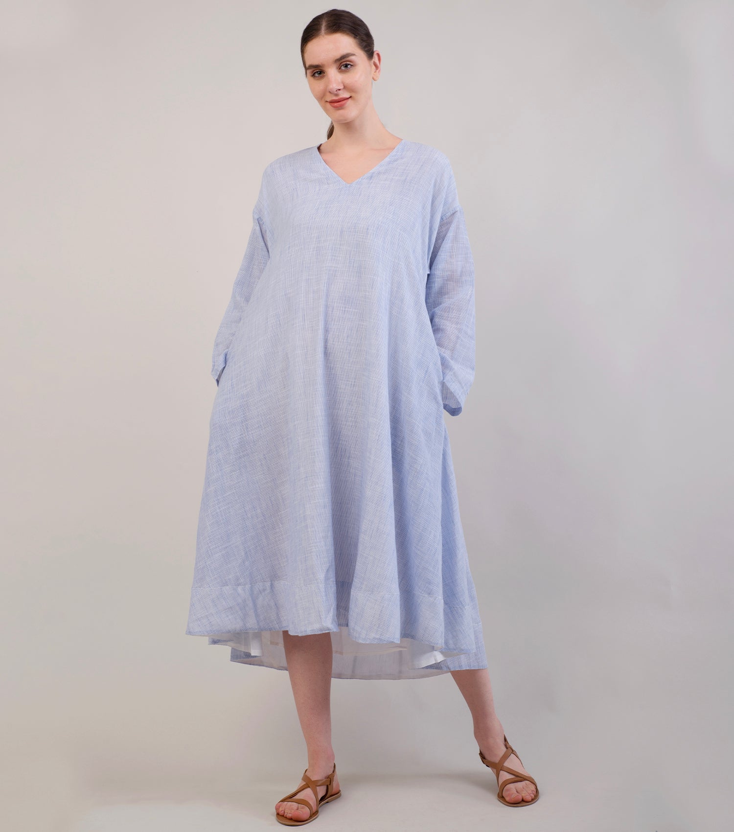 Sky Blue Woven Cotton Dress