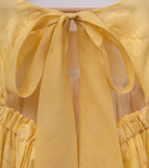 Yellow Woven Cotton Dress for Girls