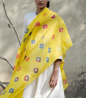 Yellow Base Shibori Dupatta
