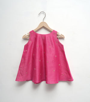 Pink Chanderi Flared Kurta & Sharara Set