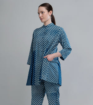 Indigo Mosaic Cotton Tunic