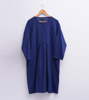 Navy Woven Cotton Dress