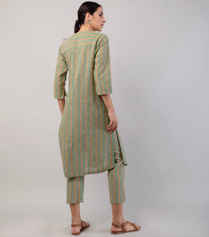 Green Striped Cotton Co-ord Set