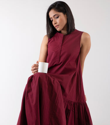 Maroon Cotton Dress