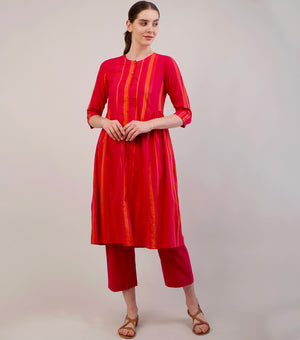 Red Striped Woven Cotton Co-ord Set