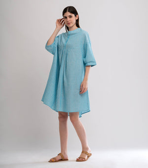 Blue Striped Cotton Dress