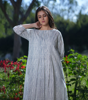 White Printed Cotton Dress