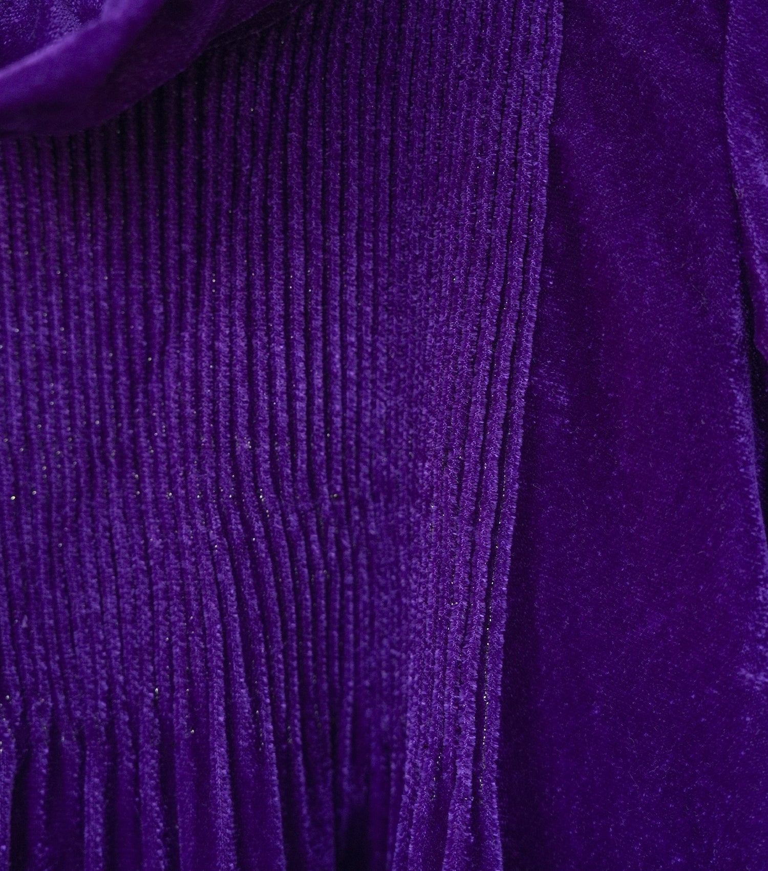 Purple Velvet Cowl Neck Pleated Winter Dress
