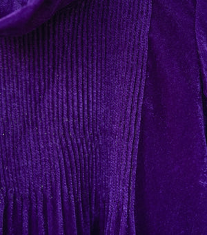 Purple Velvet Cowl Neck Pleated Winter Dress