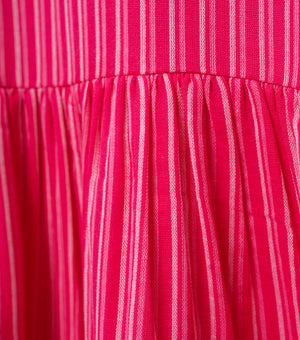 Magenta Woven Cotton Dress For Girls