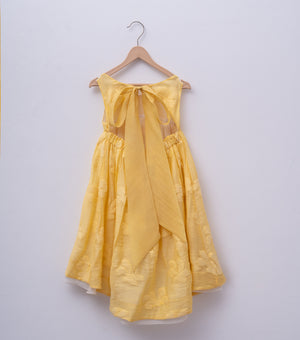 Yellow Woven Cotton Dress for Girls