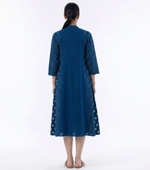 Indigo Pintuck Panel Dress
