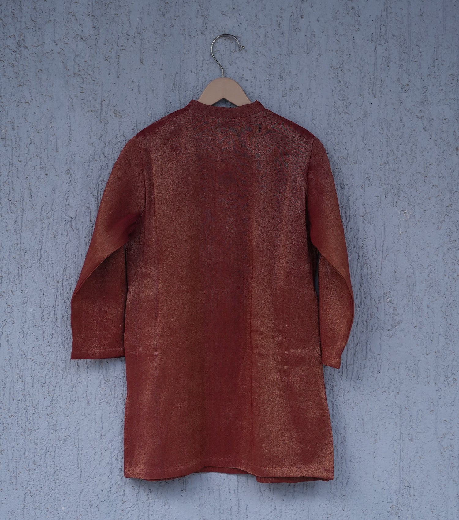 Rusty Orange Tissue Festive Kurta for Boys