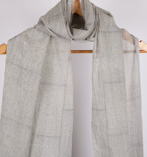 Grey Printed Chanderi Stole