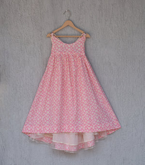 Sunshine Bloom Pink Empire Line Dress For Girls