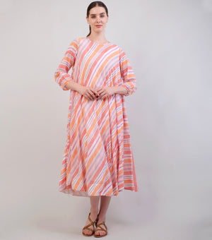 Multicolor Printed Leheriya Woven Cotton Dress