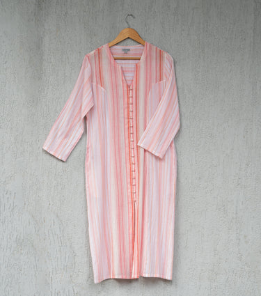 Pink Cotton Woven Kurta