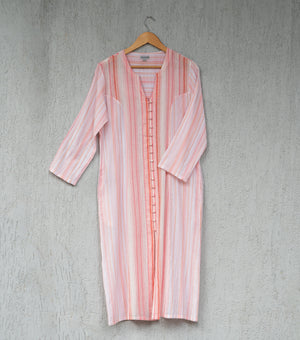 Pink Cotton Woven Kurta