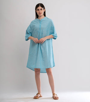 Blue Striped Cotton Dress