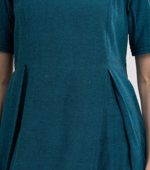 Blue Woven Cotton Dress