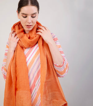 Orange Linen Stole