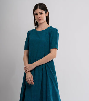 Blue Woven Cotton Dress