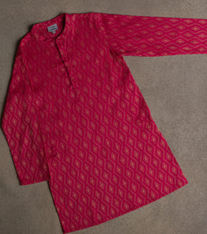 Hot Pink Woven Cotton Kurta
