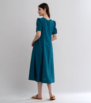 Blue Woven Cotton Dress