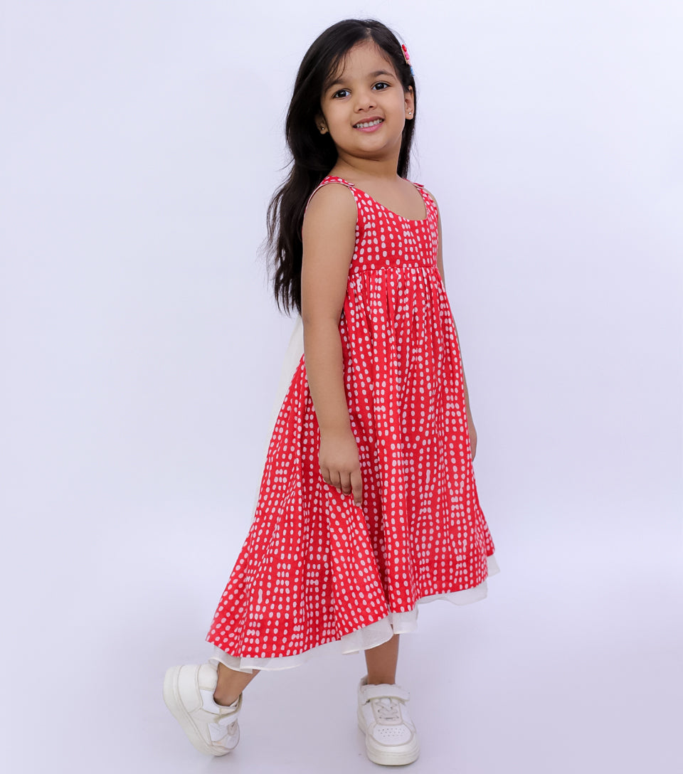 RED POLKA EMPIRE SUMMER DRESS FOR GIRLS FOR GIRLS