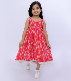 Red Polka Empire Summer Dress For Girls For Girls