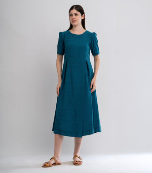 Blue Woven Cotton Dress
