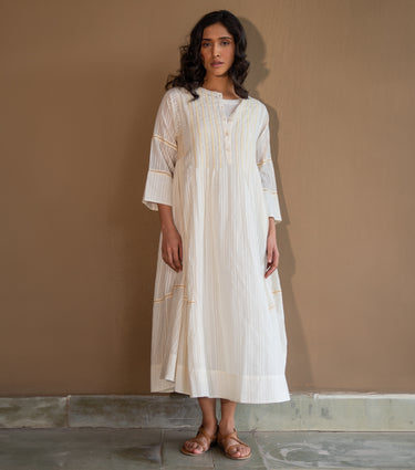 SUMMER BREEZE PINTUCK COTTON MAXI DRESS