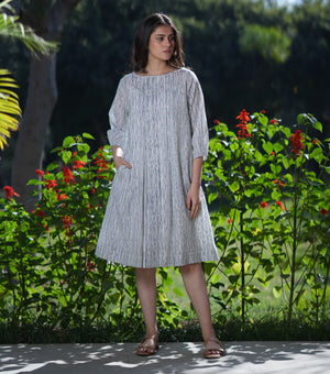 White Printed Cotton Dress