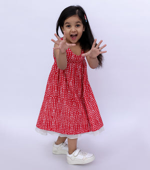 Red Polka Empire Summer Dress For Girls For Girls