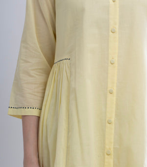 Lime Yellow Cotton Button Down Dress