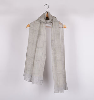 Grey Printed Chanderi Stole