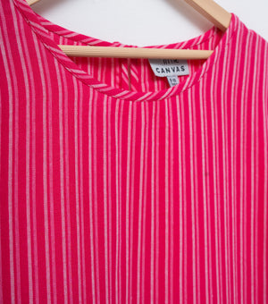 Magenta Woven Cotton Dress For Girls