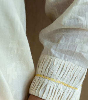 COTTON PINTUCK V-NECK KURTA