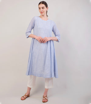 Sky Blue Woven Cotton Kurta Set