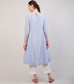 Sky Blue Woven Cotton Kurta Set