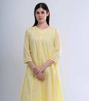 Lime Yellow Cotton Button Down Dress