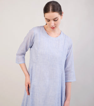 Sky Blue Woven Cotton Kurta Set