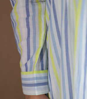 STRIPED WOVEN COTTON PINTUCK TUNIC