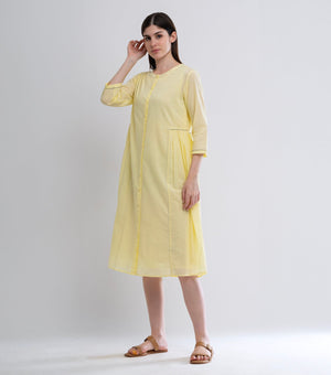 Lime Yellow Cotton Button Down Dress
