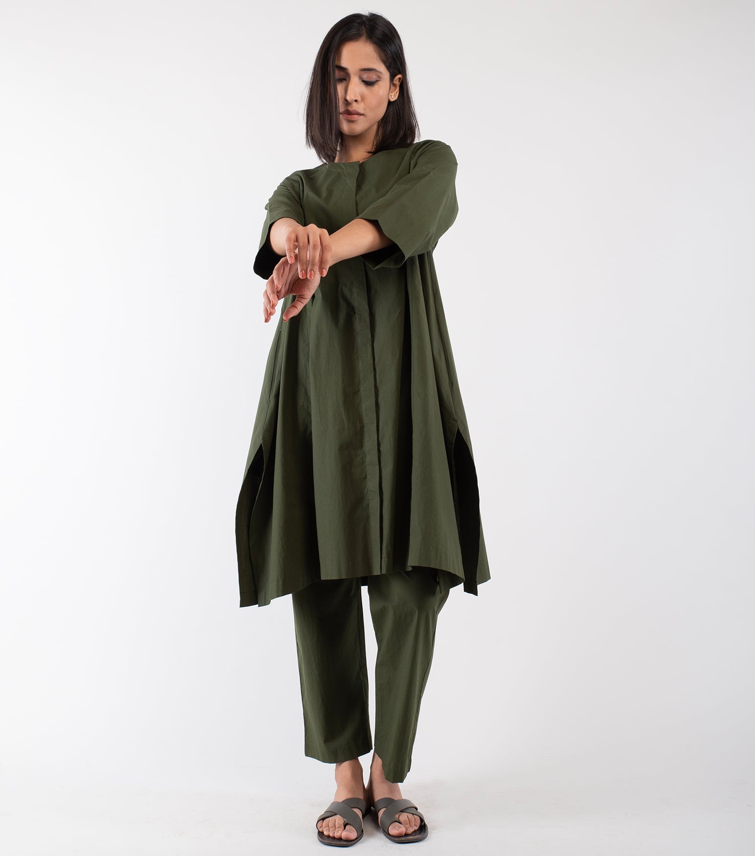 Olive Green Cotton Co-ord Set