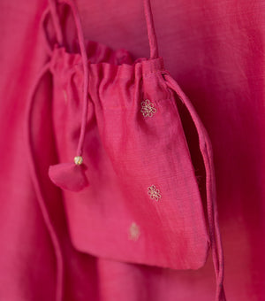 Dark Pink Flared Chanderi Kurta & Sharara Set