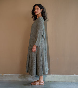 WOOLLEN STRIPED A-LINE DRESS